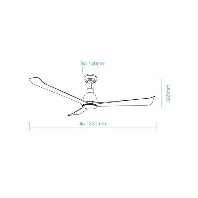 Line Drawing Martec Polo DC 1320mm Ceiling Fan with LED Light Matt White/Walnut MDCP1333WWN - The Blue Space