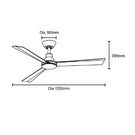 Line Drawing Martec Riviera DC 1320mm Ceiling Fan Antique Bronze/Charcoal MRDC133ACH - The Blue Space