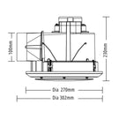 Line Drawing Martec Saturn Round 270mm Exhaust Fan White MXFSR20W - The Blue Space