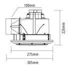 Line Drawing Martec Saturn Round 275mm Exhaust Fan White with LED Light MXFSLR20W - The Blue Space