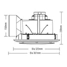 Line Drawing Martec Saturn Round 325mm Exhaust Fan White MXFSR25W - The Blue Space