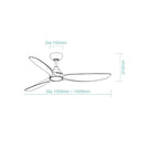 Line Drawing Martec Seaforth DC 1320mm Ceiling Fan Matt Black MDCS133M - The Blue Space