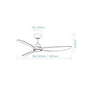 Line Drawing Martec Seaforth DC 1320mm Ceiling Fan with LED Light Matt Black MDCS1333M - The Blue Space