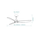 Line Drawing Martec Seaforth DC 1420mm Ceiling Fan with LED Light Matt Black MDCS1433M - The Blue Space