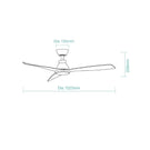 Line Drawing Martec Triumph DC 1320mm Ceiling Fan with LED Light Matt White MDCT1333W - The Blue Space