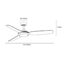 Line Drawing Martec Viper DC 3 1220mm Ceiling Fan with LED Light Matt White MVDC1233W - The Blue Space