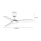 Line Drawing Martec Viper DC 3 1320mm Ceiling Fan with LED Light Matt Black MVDC1333M - The Blue Space