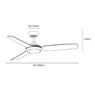 Line Drawing Martec Viper DC 4 1220mm Ceiling Fan with LED Light Matt White MVDC1243W - The Blue Space