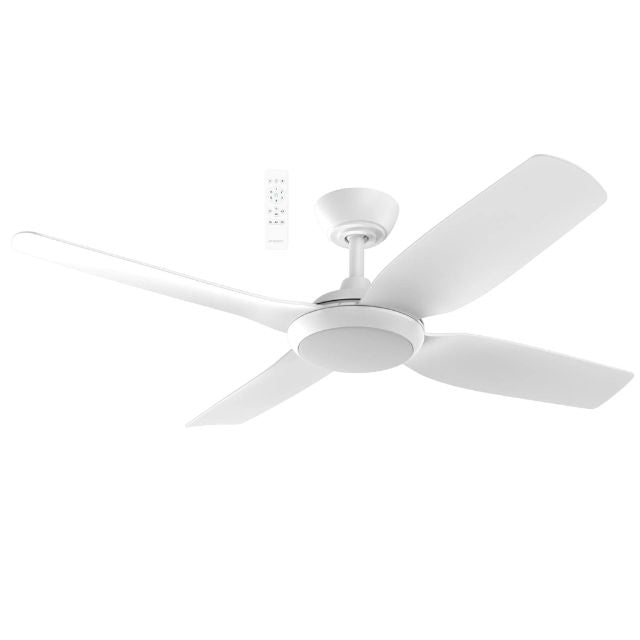 Martec Viper DC 4 1220mm Ceiling Fan with LED Light Matt White MVDC1243W - The Blue Space