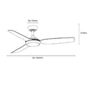 Line Drawing Martec Viper DC 4 1320mm Ceiling Fan with LED Light Matt White MVDC1343W - The Blue Space