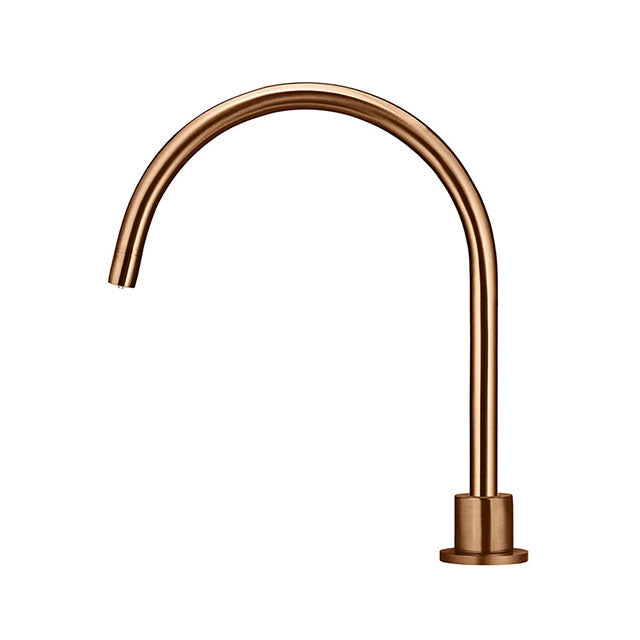 Meir Round Gooseneck High Rise Swivel Hob Spout Lustre Bronze side view