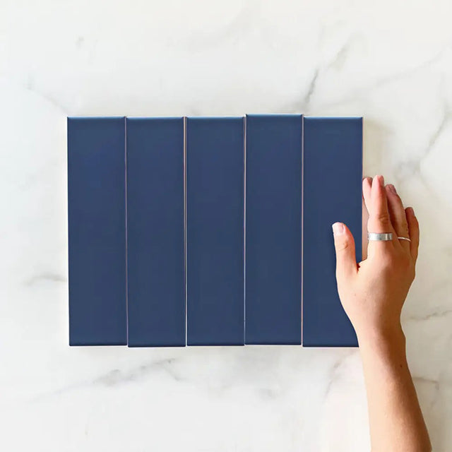 Navy Blue Bella Subway Tile Gloss 65 x 265 x 6mm Ceramic  | The Blue Space