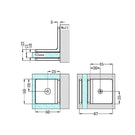 Technical Drawing Nero 90 Degree Glass to Wall Bracket Brushed Bronze NRSH204ABZ - The Blue Space