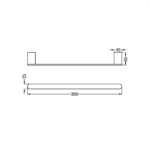 Technical Drawing Nero Bianca Hand Towel Rail Brushed Bronze NR9080BZ - The Blue Space