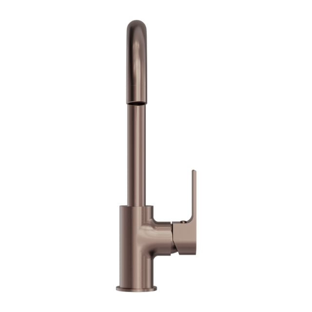 Front Nero Bianca Kitchen Mixer Gooseneck Spout Brushed Bronze NR321506BZ - The Blue Space