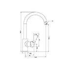 Technical Drawing Nero Bianca Kitchen Mixer Gooseneck Spout Brushed Bronze NR321506BZ - The Blue Space