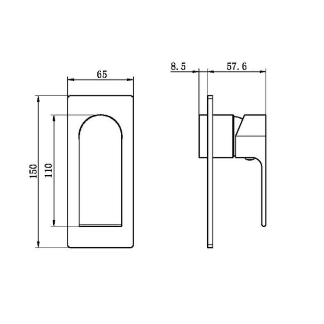 Technical Drawing Nero Bianca Shower Mixer Trim Kits Only Brushed Bronze NR321511TBZ - The Blue Space