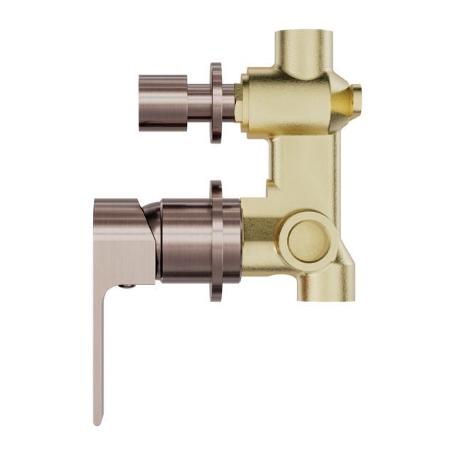 Side Nero Bianca Shower Mixer With Divertor Separate Back Plate Brushed Bronze NR321511GBZ - The Blue Space