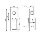 Technical Drawing Nero Bianca Shower Mixer With Divertor Trim Kits Only Brushed Bronze NR321511ATBZ - The Blue Space