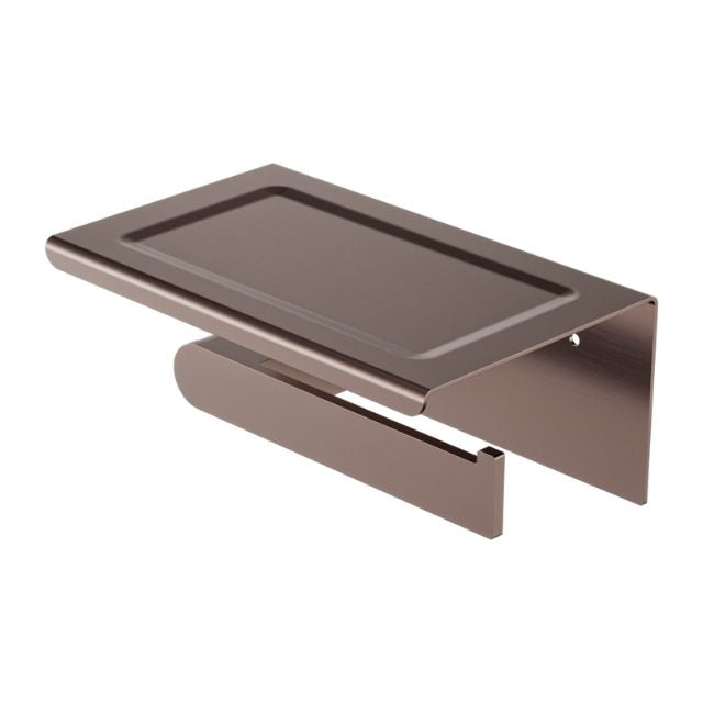 Nero Bianca Toilet Roll Holder With Phone Holder Brushed Bronze NR9086ABZ - The Blue Space