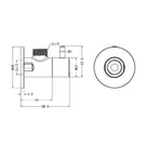 Technical Drawing Nero Mini Cistern Stop Brushed Nickel NR262109EBN - The Blue Space