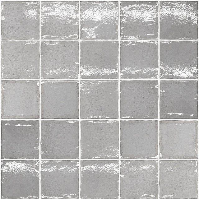 Nickel Grey Dianna Zellige Tile 100 x 100 x 9mm Spanish Ceramic  | The Blue Space