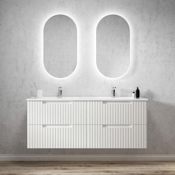 Otti Noosa Wave Board Wall Hung Vanity Natural Carrara Marble Top with Undermount Basin