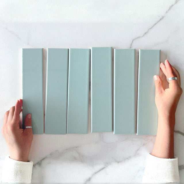 Pale Blue Bella Subway Tile Gloss 65 x 265 x 6mm Ceramic  | The Blue Space