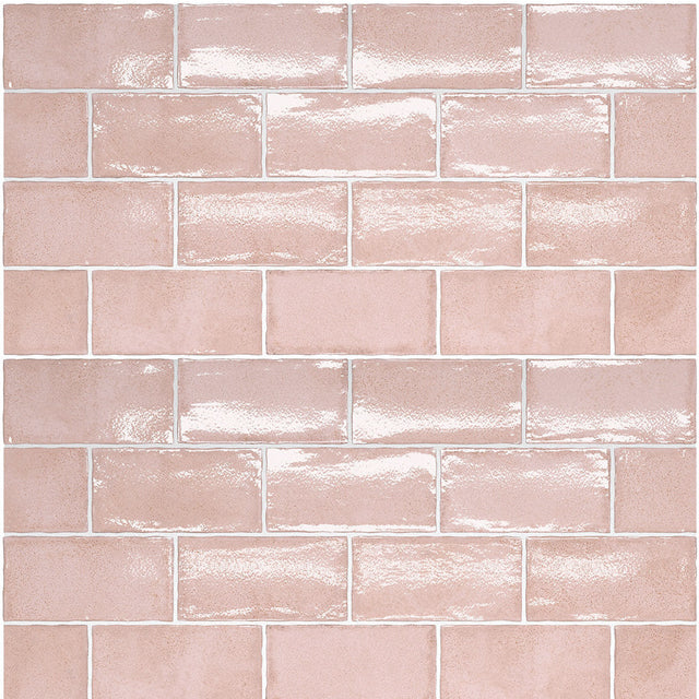 Pink Dianna Hand Made Subway Tile 75 x 150 x 9mm Spanish Ceramic  | The Blue Space