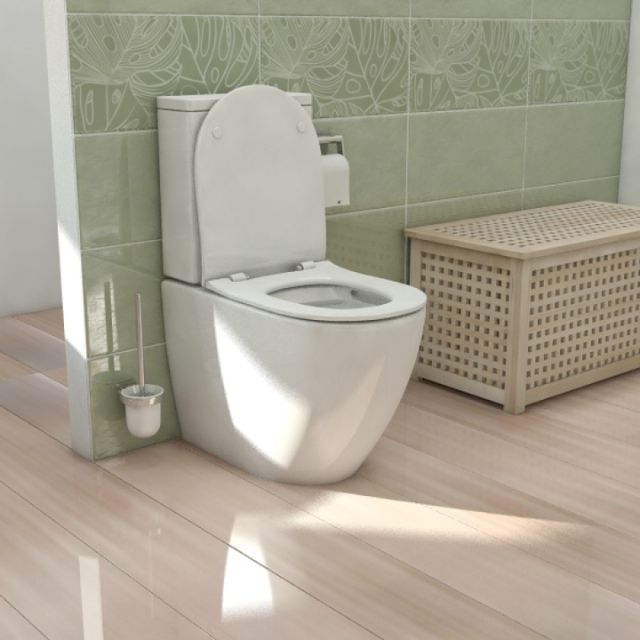 Angle Opened BelBagno Alexander-R Rimless Nano-Glaze Toilet Suite BB0152-R-TS - The Blue Space