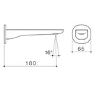 Technical Drawing Caroma Contura II 180mm Basin/Bath Outlet - Brushed Nickel 849059BN6AF - The Blue Space