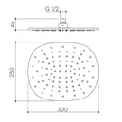 Technical Drawing Caroma Contura II 300mm Rain Shower - Chrome 849083C4A - The Blue Space