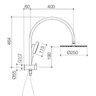 Technical Drawing Caroma Contura II Compact Twin Shower - Brushed Nickel 849082BN4A