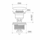 Technical Drawing Caroma Liano II Ceramic Basin Pop-Up Waste - Gloss White 687330AW - The Blue Space