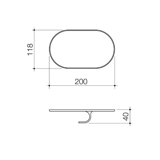 Technical Drawing Caroma Urbane II Universal Accessory Shelf - Black 96327B - The Blue Space