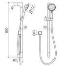 Technical Drawing Caroma Urbane II Universal Rail Straight 400mm - Black 96331B4E - The Blue Space