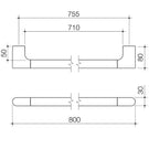 Technical Drawing Caroma Urbane II Universal Rail Straight 800mm - Black 96326B - The Blue Space