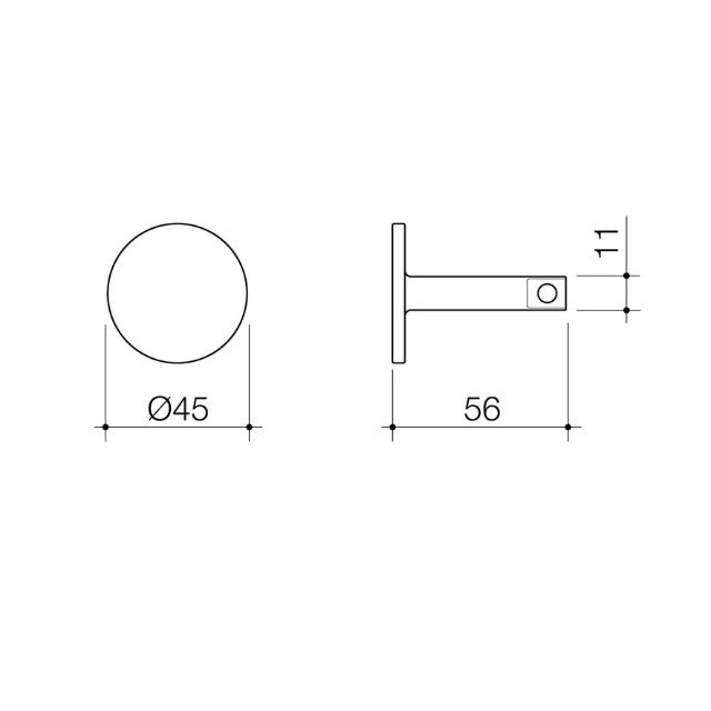 Technical Drawing Caroma Urbane II Universal Robe Hook - Chrome 96328C - The Blue Space