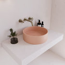 Angle Eight Quarters 390mm Concrete Circle Above Counter Basin - Blush EQCO1-B - The Blue Space