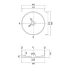 Technical Drawing Eight Quarters 390mm Concrete Circle Above Counter Basin - Blush EQCO1-B - The Blue Space