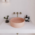 Top Eight Quarters 390mm Concrete Circle Above Counter Basin - Blush EQCO1-B - The Blue Space