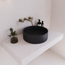 Angle Eight Quarters 390mm Concrete Circle Above Counter Basin - Charcoal EQCO1-C - The Blue Space