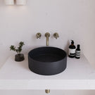 Top Eight Quarters 390mm Concrete Circle Above Counter Basin - Charcoal EQCO1-C - The Blue Space