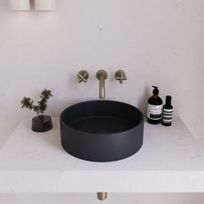 Top Eight Quarters 390mm Concrete Circle Above Counter Basin - Charcoal EQCO1-C - The Blue Space