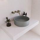 Angle Eight Quarters 390mm Concrete Circle Above Counter Basin - Grey EQCO1-G - The Blue Space