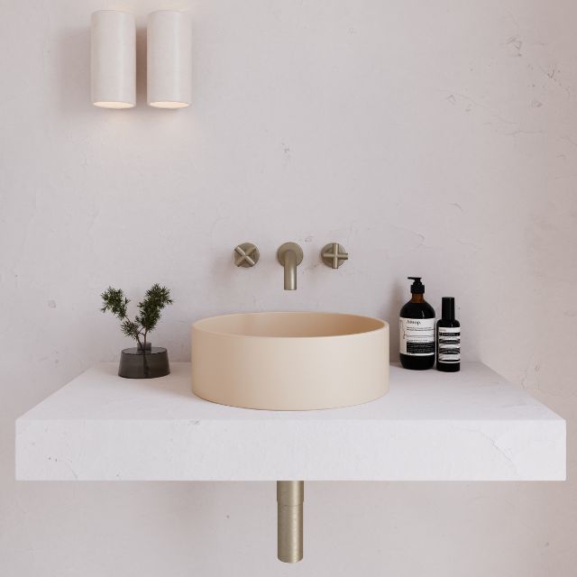 Eight Quarters 390mm Concrete Circle Above Counter Basin - Oat