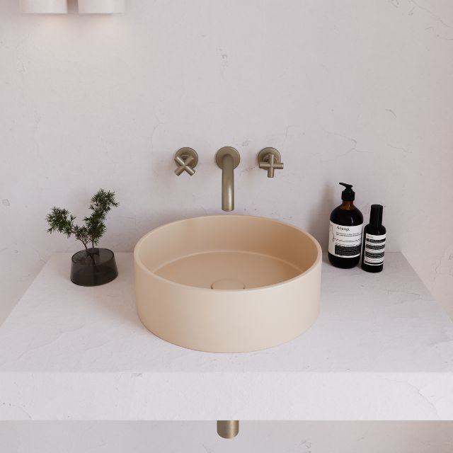 Eight Quarters 390mm Concrete Circle Above Counter Basin - Oat