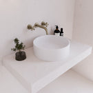 Angle Eight Quarters 390mm Concrete Circle Above Counter Basin - White EQCO1-W - The Blue Space