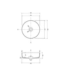 Technical Drawing Eight Quarters 400mm Fluted Concrete Circle Above Counter Basin - Sage Green EQFCO1-S - The Blue Space