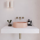 Front Eight Quarters 400mm x 280mm Concrete Mini Pod Above Counter Basin - Blush EQCO2-B - The Blue Space